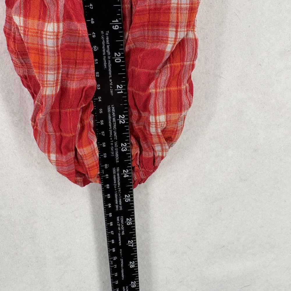 Free People Cherry Bomb Blouse Womens XS Red Plaid Off Shoulder Crop Babydoll - Picture 11 of 14